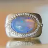 10ct Oval-shaped Blue Opal Matte Large Cocktail Ring