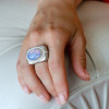 10ct Oval-shaped Blue Opal Matte Large Cocktail Ring