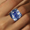6ctw White and Blue Sapphire Bypass Cocktail Ring
