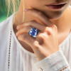 6ctw White and Blue Sapphire Bypass Cocktail Ring