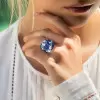 6ctw White and Blue Sapphire Bypass Cocktail Ring