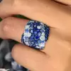 6ctw White and Blue Sapphire Bypass Cocktail Ring