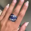 6ctw White and Blue Sapphire Bypass Cocktail Ring