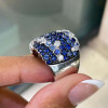 6ctw White and Blue Sapphire Bypass Cocktail Ring