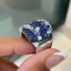 6ctw White and Blue Sapphire Bypass Cocktail Ring
