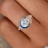 3ct Round Cut Asymmetric Art-deco Engagement Ring