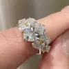 2.5ct Oval Cut Gold Tone Cluster Tiara Bridal Ring Set