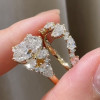 2.5ct Oval Cut Gold Tone Cluster Tiara Bridal Ring Set