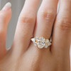 2.5ct Oval Cut Gold Tone Cluster Tiara Bridal Ring Set