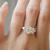 2.5ct Oval Cut Gold Tone Cluster Tiara Bridal Ring Set