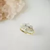 2.5ct Oval Cut Gold Tone Cluster Tiara Bridal Ring Set