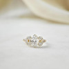 2.5ct Oval Cut Gold Tone Cluster Tiara Bridal Ring Set