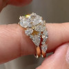 2.5ct Oval Cut Gold Tone Cluster Tiara Bridal Ring Set