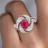 2ct Oval Cut Ruby Art-deco Twist Engagement Ring
