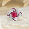 2ct Oval Cut Ruby Art-deco Twist Engagement Ring