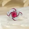 2ct Oval Cut Ruby Art-deco Twist Engagement Ring