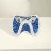 6ctw White and Blue Sapphire Paved Wave Cocktail Ring
