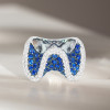 6ctw White and Blue Sapphire Paved Wave Cocktail Ring