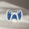6ctw White and Blue Sapphire Paved Wave Cocktail Ring