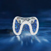 6ctw White and Blue Sapphire Paved Wave Cocktail Ring