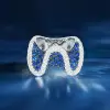 6ctw White and Blue Sapphire Paved Wave Cocktail Ring