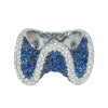 6ctw White and Blue Sapphire Paved Wave Cocktail Ring