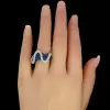 6ctw White and Blue Sapphire Paved Wave Cocktail Ring