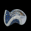 6ctw White and Blue Sapphire Paved Wave Cocktail Ring