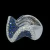 6ctw White and Blue Sapphire Paved Wave Cocktail Ring