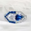 3ctw White and Blue Sapphire Art-deco Engagement Ring