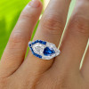 3ctw White and Blue Sapphire Art-deco Engagement Ring