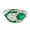 3ctw White and Blue Sapphire Art-deco Engagement Ring