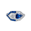 3ctw White and Blue Sapphire Art-deco Engagement Ring