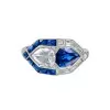 3ctw White and Blue Sapphire Art-deco Engagement Ring
