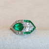 3ctw White and Blue Sapphire Art-deco Engagement Ring