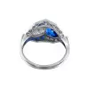 3ctw White and Blue Sapphire Art-deco Engagement Ring