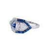 3ctw White and Blue Sapphire Art-deco Engagement Ring