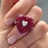 6ctw Invisible-set Ruby Heart Halo Promise Ring