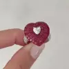 6ctw Invisible-set Ruby Heart Halo Promise Ring