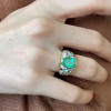 3ct Oval Cut Emerald Multicolor Sapphrie Paved Cocktail Ring