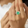 3ct Oval Cut Emerald Multicolor Sapphrie Paved Cocktail Ring