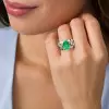 3ct Oval Cut Emerald Multicolor Sapphrie Paved Cocktail Ring