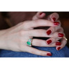 3ct Oval Cut Emerald Multicolor Sapphrie Paved Cocktail Ring