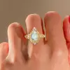 1.2ct Pear Cut Moonstone Vintage Cocktail ring