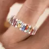 4ctw Baguette Cut Rainbow Sapphrie Eternity Ring