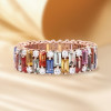 4ctw Baguette Cut Rainbow Sapphrie Eternity Ring