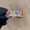 4ctw Baguette Cut Rainbow Sapphrie Eternity Ring