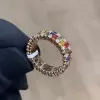 4ctw Baguette Cut Rainbow Sapphrie Eternity Ring