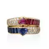 2.5ctw Heart Cut Blue Sapphire and Ruby Stackable Ring Set