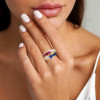 2.5ctw Heart Cut Blue Sapphire and Ruby Stackable Ring Set